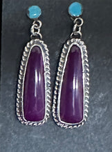 Load image into Gallery viewer, Sugilite &amp; Turquoise Sterling Silver Earrings
