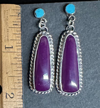 Load image into Gallery viewer, Sugilite &amp; Turquoise Sterling Silver Earrings
