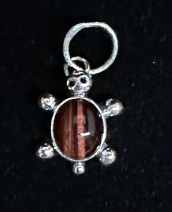 Red Tiger Eye Sterling Silver Turtle Necklace Pendant