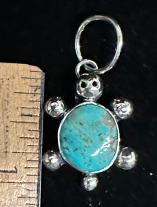 Turquoise Sterling Silver Turtle Necklace Pendant