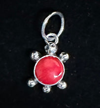 Load image into Gallery viewer, Red Coral Sterling Silver Turtle Necklace Pendant
