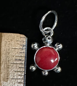 Red Coral Sterling Silver Turtle Necklace Pendant