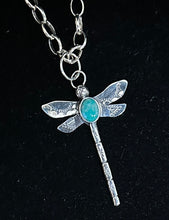 Load image into Gallery viewer, Turquoise Sterling Silver Dragonfly Necklace Pendant
