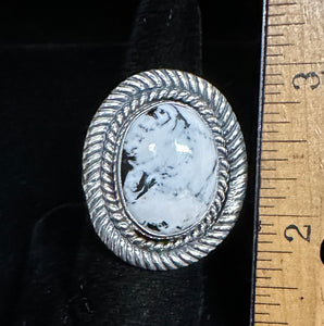 White Buffalo Turquoise Sterling Silver Ring