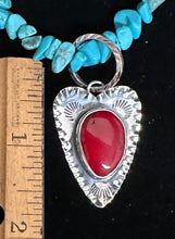 Load image into Gallery viewer, Red Coral Sterling Silver Heart Necklace Pendant
