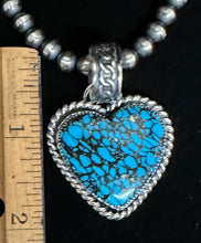 Load image into Gallery viewer, Turquoise Sterling Silver Heart Necklace Pendant
