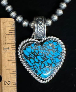 Turquoise Sterling Silver Heart Necklace Pendant