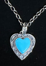 Load image into Gallery viewer, Turquoise Sterling Silver Heart Necklace Pendant
