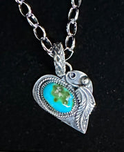 Load image into Gallery viewer, Sonoran Gold Turquoise Sterling Silver Heart Necklace Pendant
