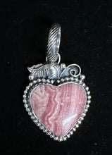 Load image into Gallery viewer, Rhodochrosite Sterling Silver Heart Necklace Pendant
