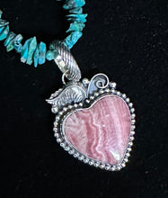 Load image into Gallery viewer, Rhodochrosite Sterling Silver Heart Necklace Pendant
