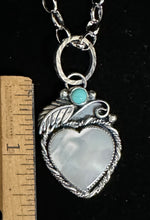 Load image into Gallery viewer, Mother of Pearl &amp; Turquoise Sterling Silver Heart Necklace Pendant
