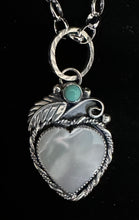 Load image into Gallery viewer, Mother of Pearl &amp; Turquoise Sterling Silver Heart Necklace Pendant
