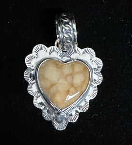 Tiger Coral Sterling Silver Heart Necklace