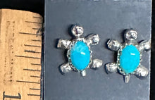 Load image into Gallery viewer, Turquoise Sterling Silver Turtle Earrings
