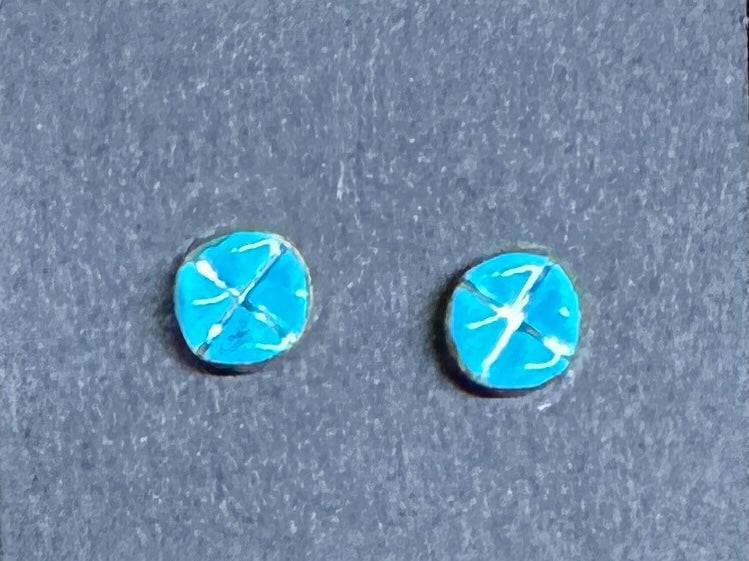 Turquoise Inlay Sterling Silver Earrings