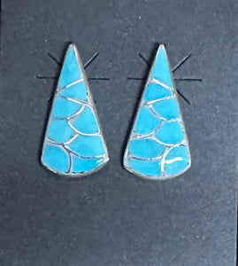 Turquoise Inlay Sterling Silver Earrings