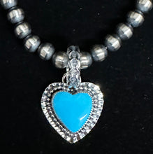 Load image into Gallery viewer, Turquoise Sterling Silver Heart Necklace Pendant
