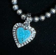 Load image into Gallery viewer, Turquoise Sterling Silver Heart Necklace Pendant
