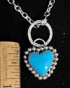 Turquoise Sterling Silver Heart Necklace Pendant