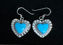 Load image into Gallery viewer, Turquoise Sterling Silver Heart Earrings
