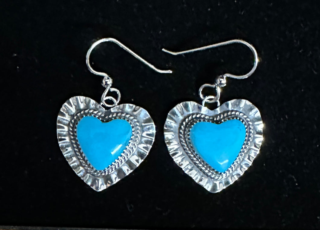 Turquoise Sterling Silver Heart Earrings