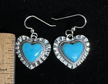 Load image into Gallery viewer, Turquoise Sterling Silver Heart Earrings
