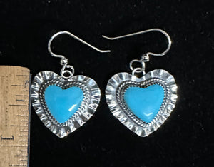 Turquoise Sterling Silver Heart Earrings