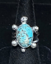 Load image into Gallery viewer, Turquoise Sterling Silver Turtle Ring
