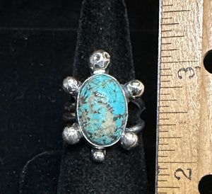 Turquoise Sterling Silver Turtle Ring