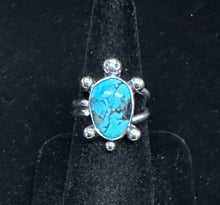 Load image into Gallery viewer, Turquoise Sterling Silver Turtle Ring
