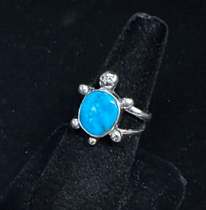 Turquoise Sterling Silver Turtle Ring