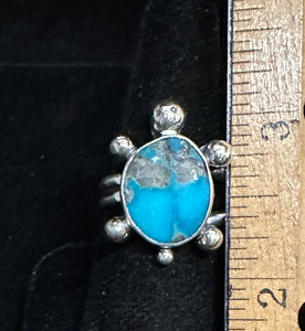 Turquoise Sterling Silver Turtle Ring