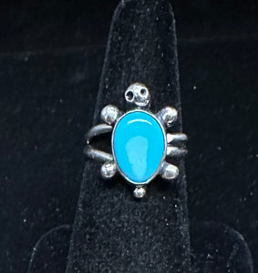 Turquoise Sterling Silver Turtle Ring