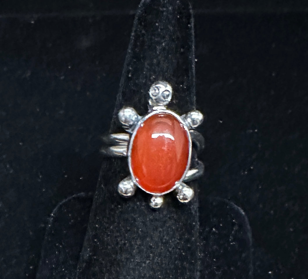 Carnelian Sterling Silver Turtle Ring