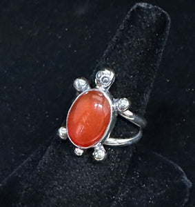 Carnelian Sterling Silver Turtle Ring