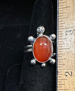 Carnelian Sterling Silver Turtle Ring