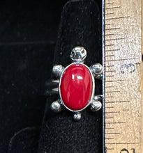 Load image into Gallery viewer, Red Coral Sterling Silver Turtle Ring
