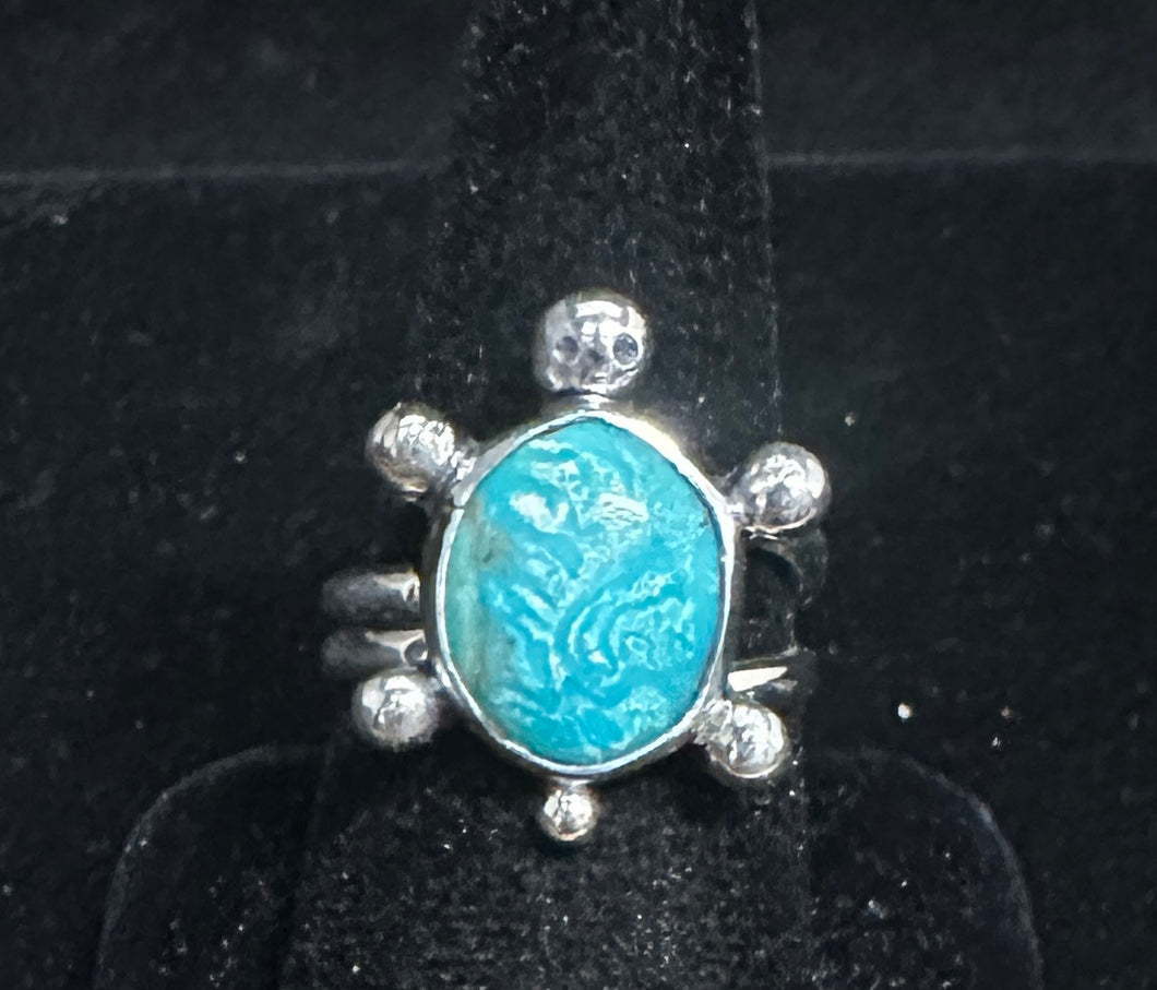 Turquoise Sterling Silver Turtle Ring