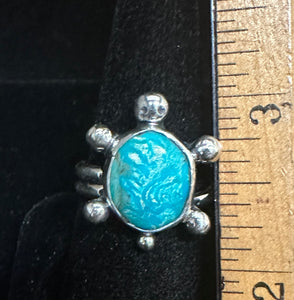 Turquoise Sterling Silver Turtle Ring