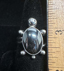 Hematite Sterling Silver Turtle Ring