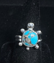 Load image into Gallery viewer, Turquoise Sterling Silver Turtle Ring
