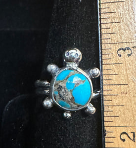 Turquoise Sterling Silver Turtle Ring