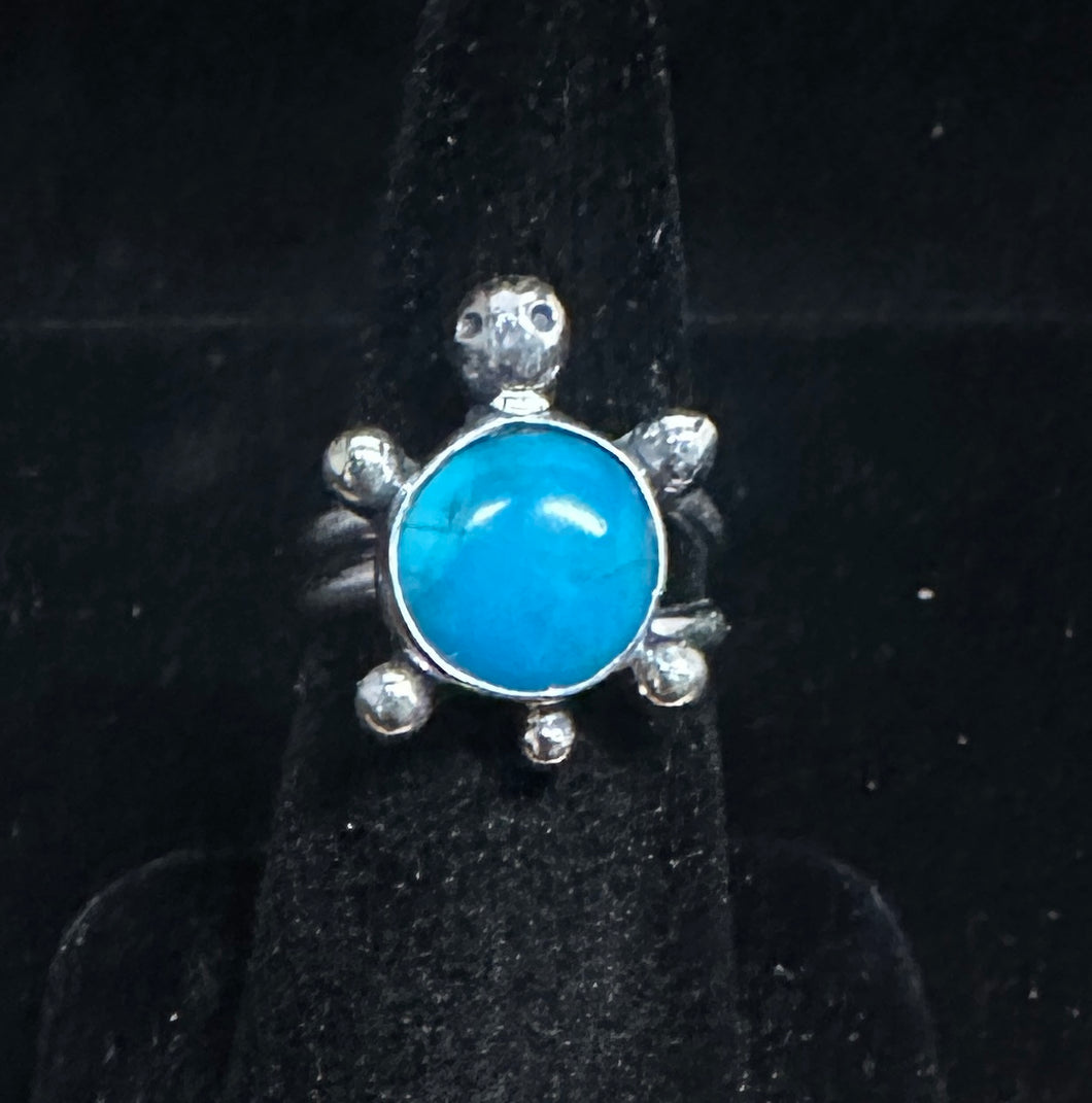 Turquoise Sterling Silver Turtle Ring