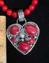 Load image into Gallery viewer, Red Coral Sterling Silver Heart Necklace
