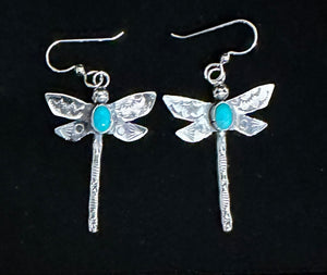 Turquoise Sterling Silver Dragonfly Earrings