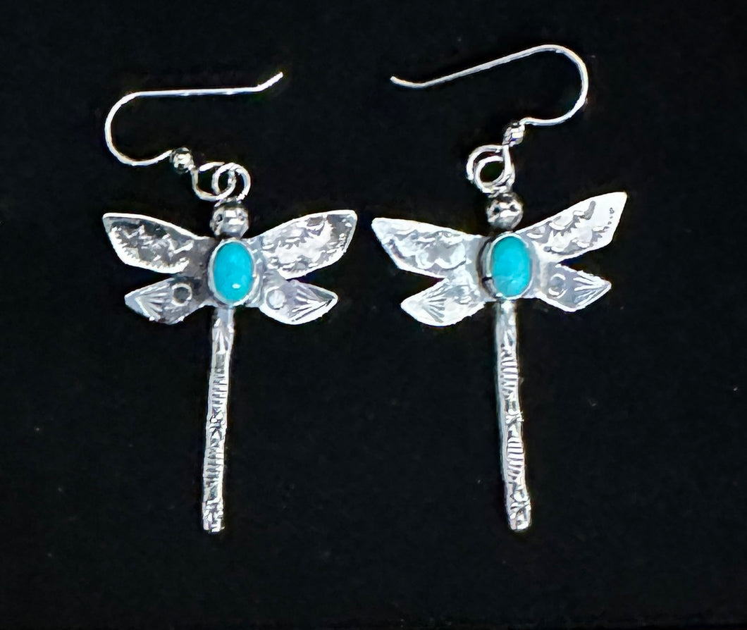 Turquoise Sterling Silver Dragonfly Earrings