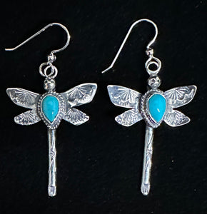Turquoise Sterling Silver Dragonfly Earrings