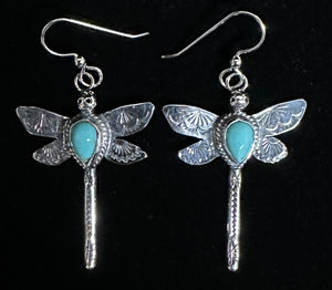 Turquoise Sterling Silver Dragonfly Earrings