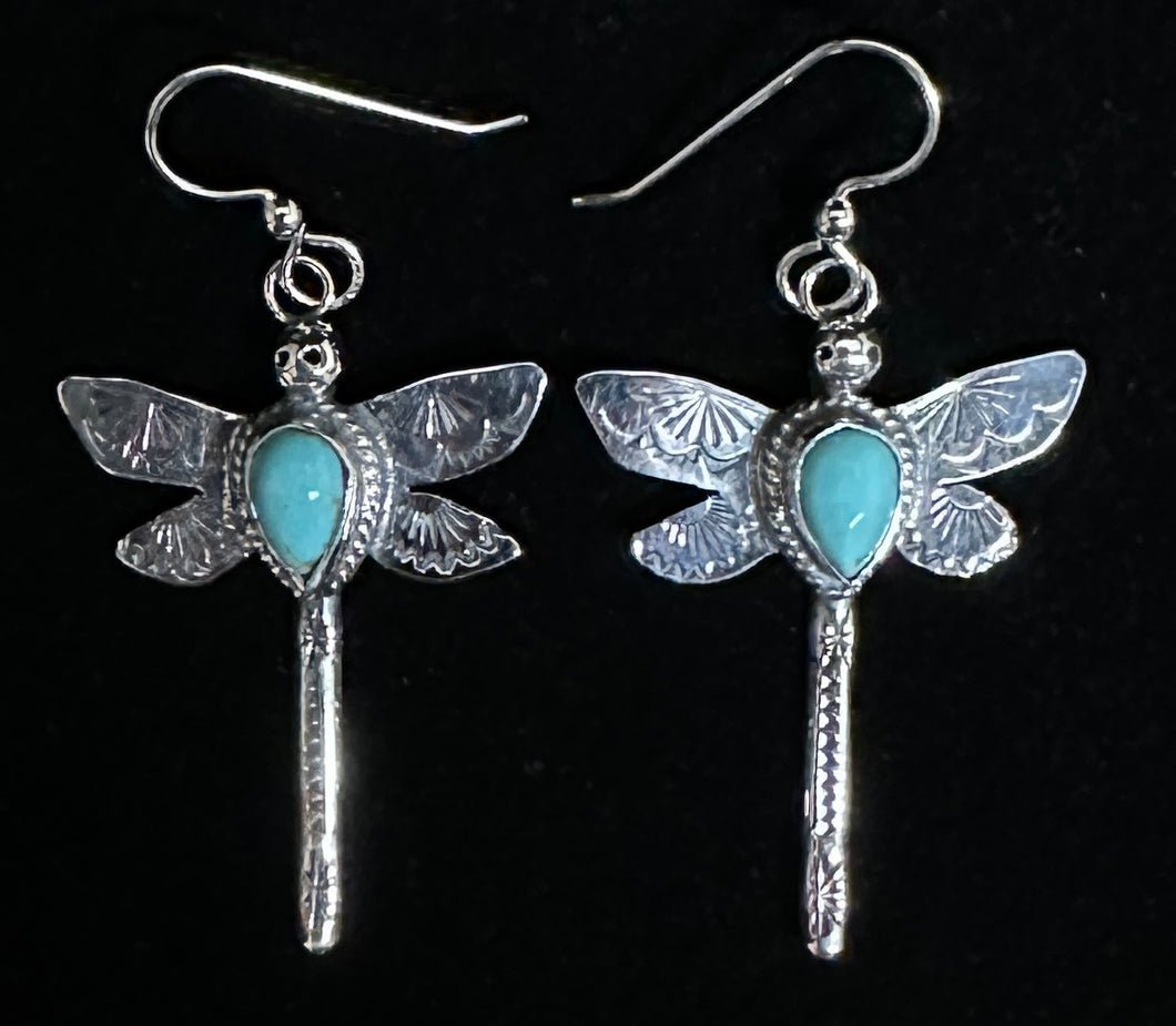 Turquoise Sterling Silver Dragonfly Earrings